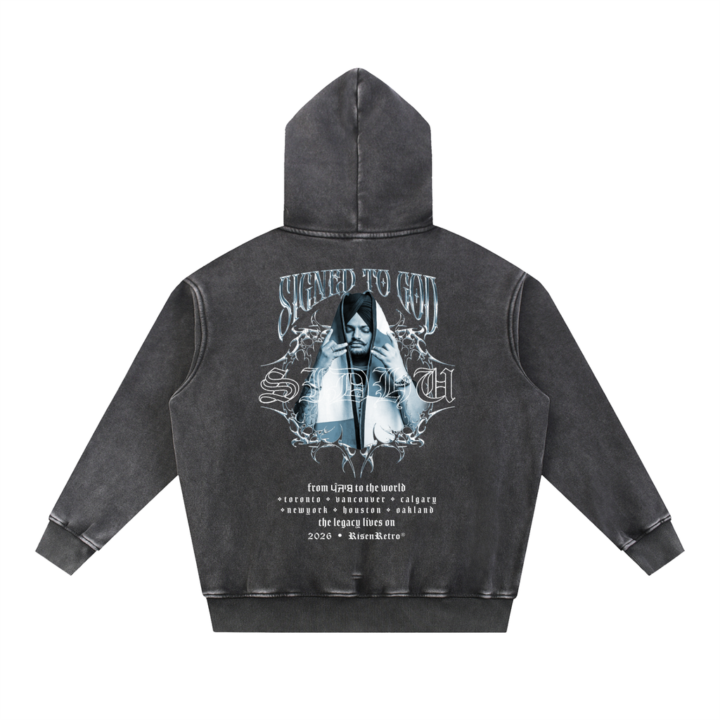 SIGNED TO GOD | Snow Wash Fleece Oversize Hoodie | SMW | RISENRETRO