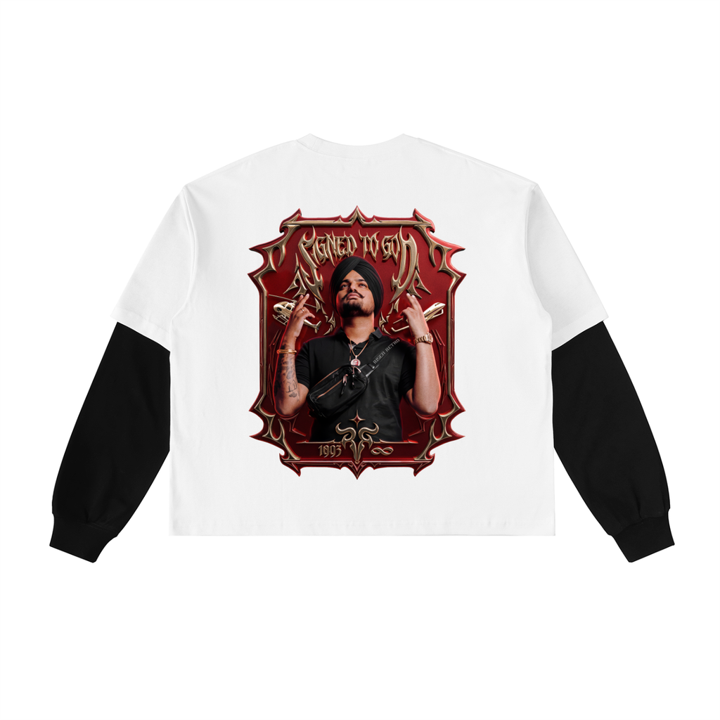 SMW | SIGNED TO GOD | Layered Contrast Sleeve Cotton T-Shirt