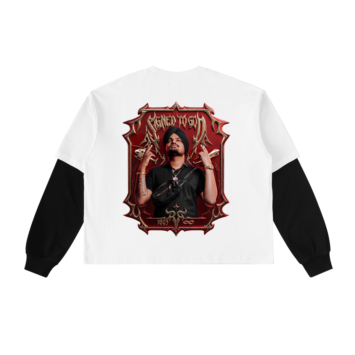 SMW | SIGNED TO GOD | Layered Contrast Sleeve Cotton T-Shirt