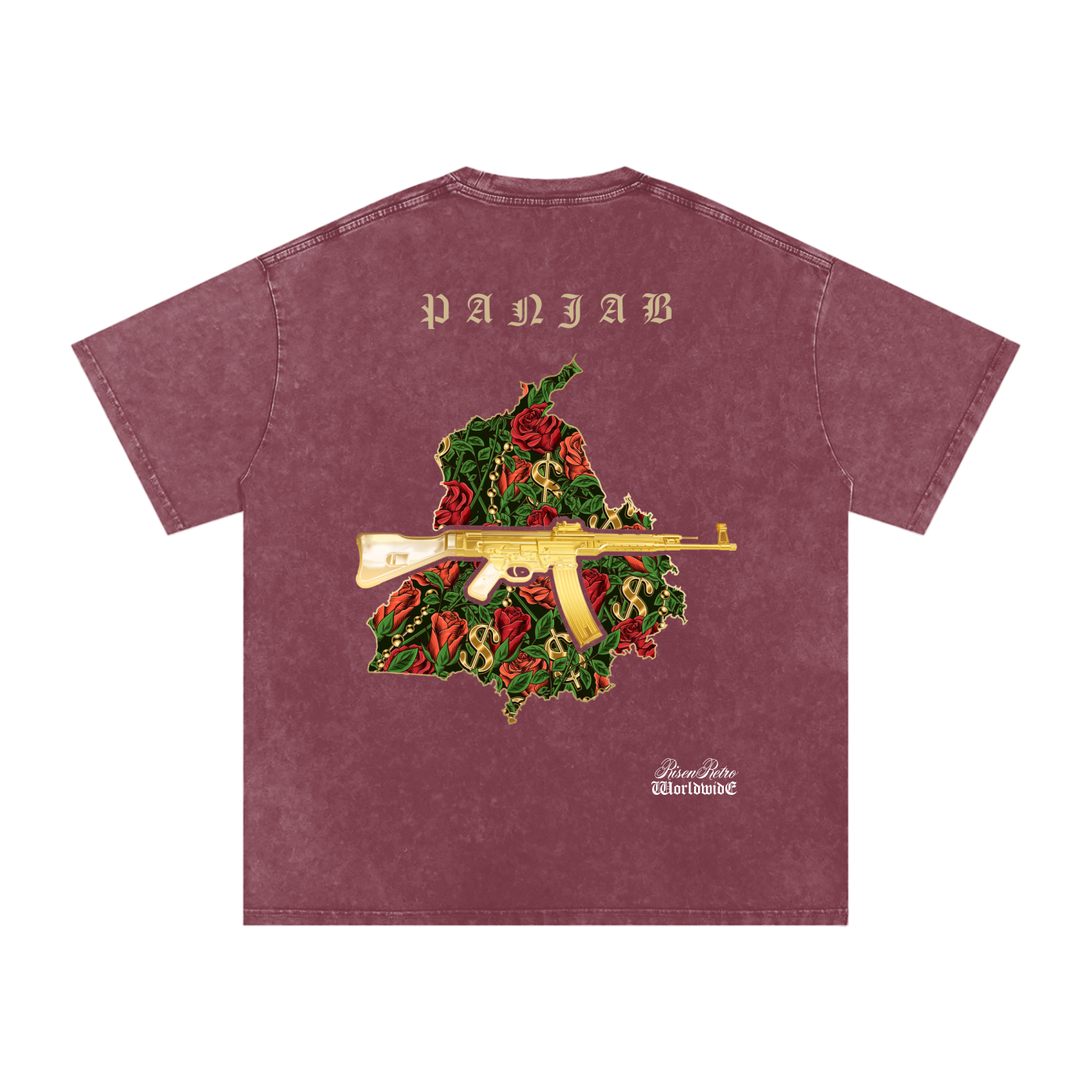 Vintage Panjab v4 X RisenRetro Snow Washed Oversized Cotton T-Shirt