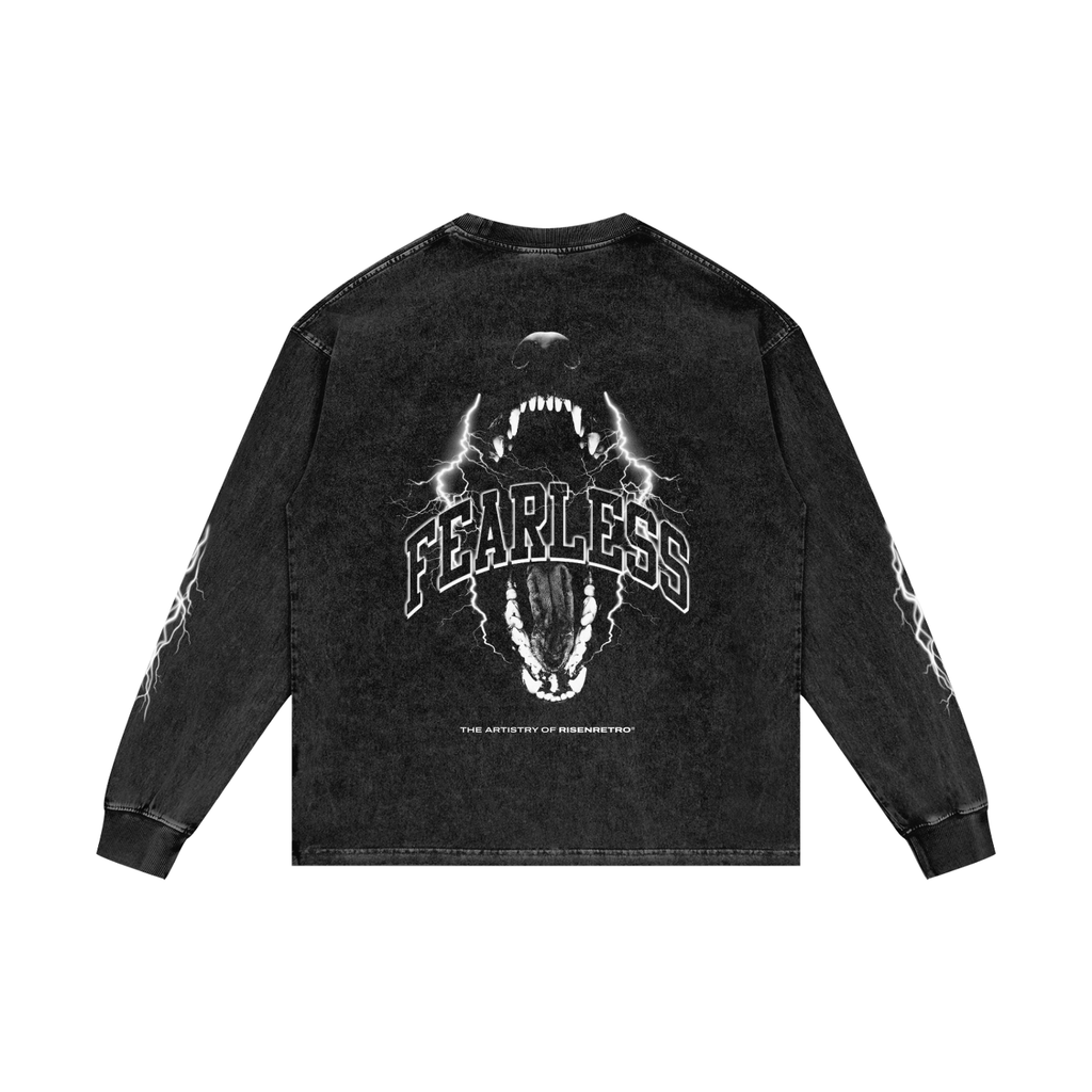 FEARLESS | RISENRETRO | Acid Wash Oversize Long Sleeve T-Shirt