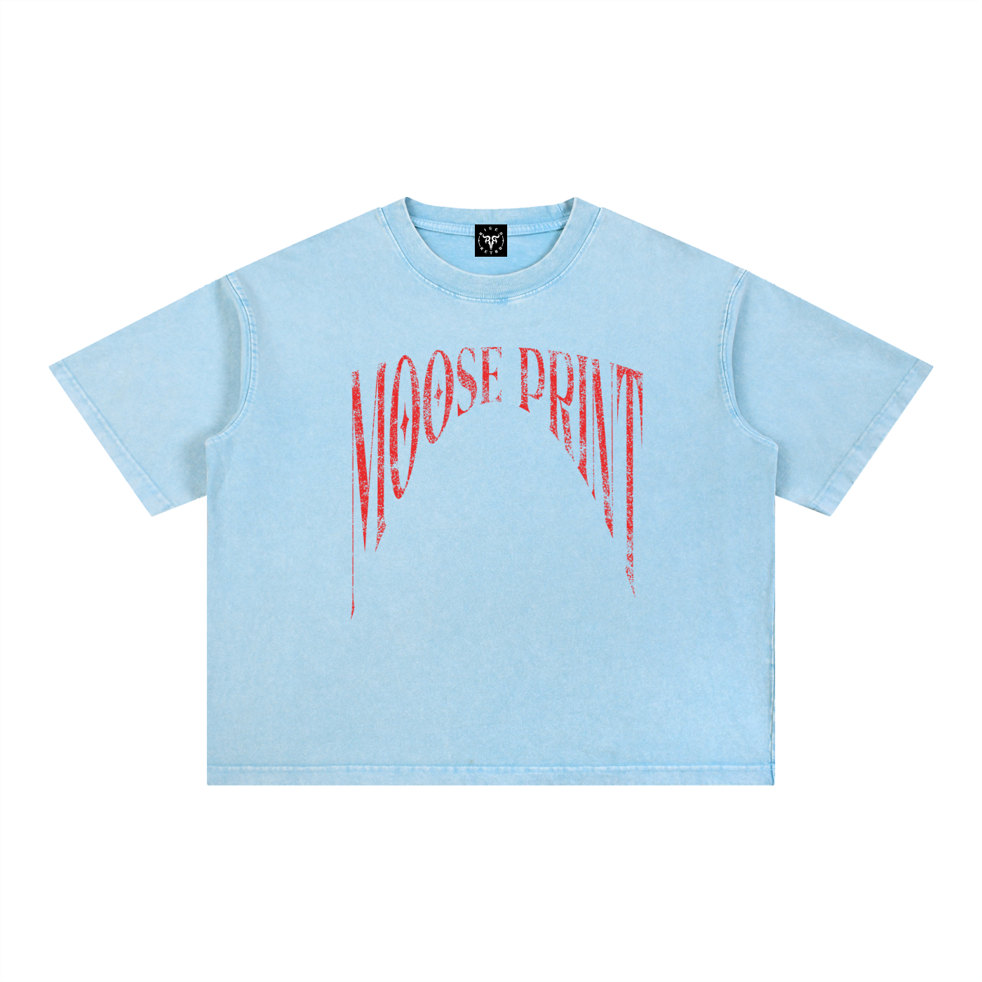 Moose Print S.M.W X RISEN RETRO Wash Boxy Cotton T-Shirt
