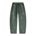 CHROME CROSS | RisenRetro | Unisex Vintage Wash Barrel Leg Fleece Sweatpants