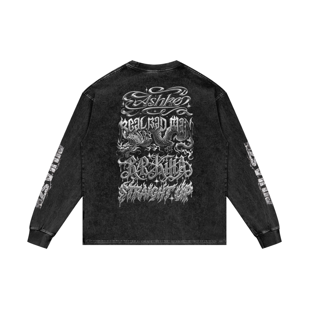 AUJLA SZN Acid Wash Oversize Long Sleeve T-Shirt