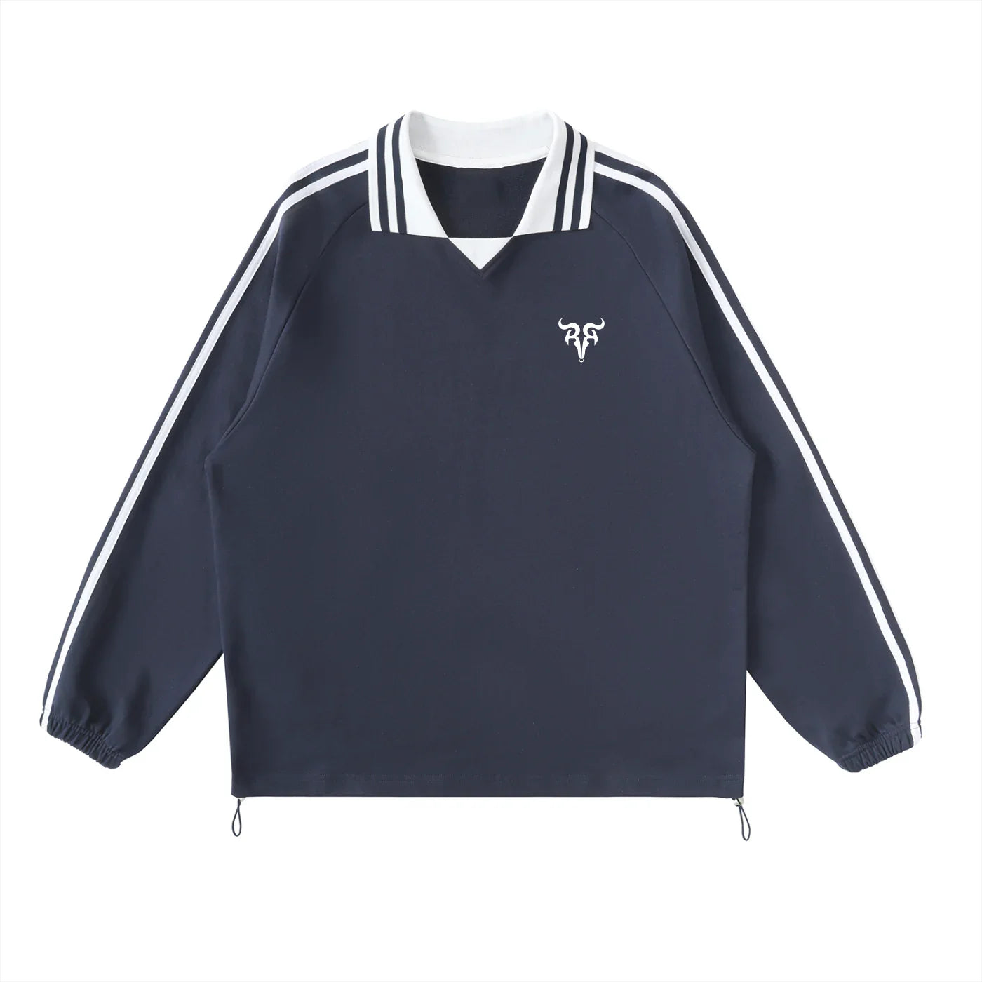 Sweat-shirt Risen Retro à monogramme et rayures contrastées, col à revers