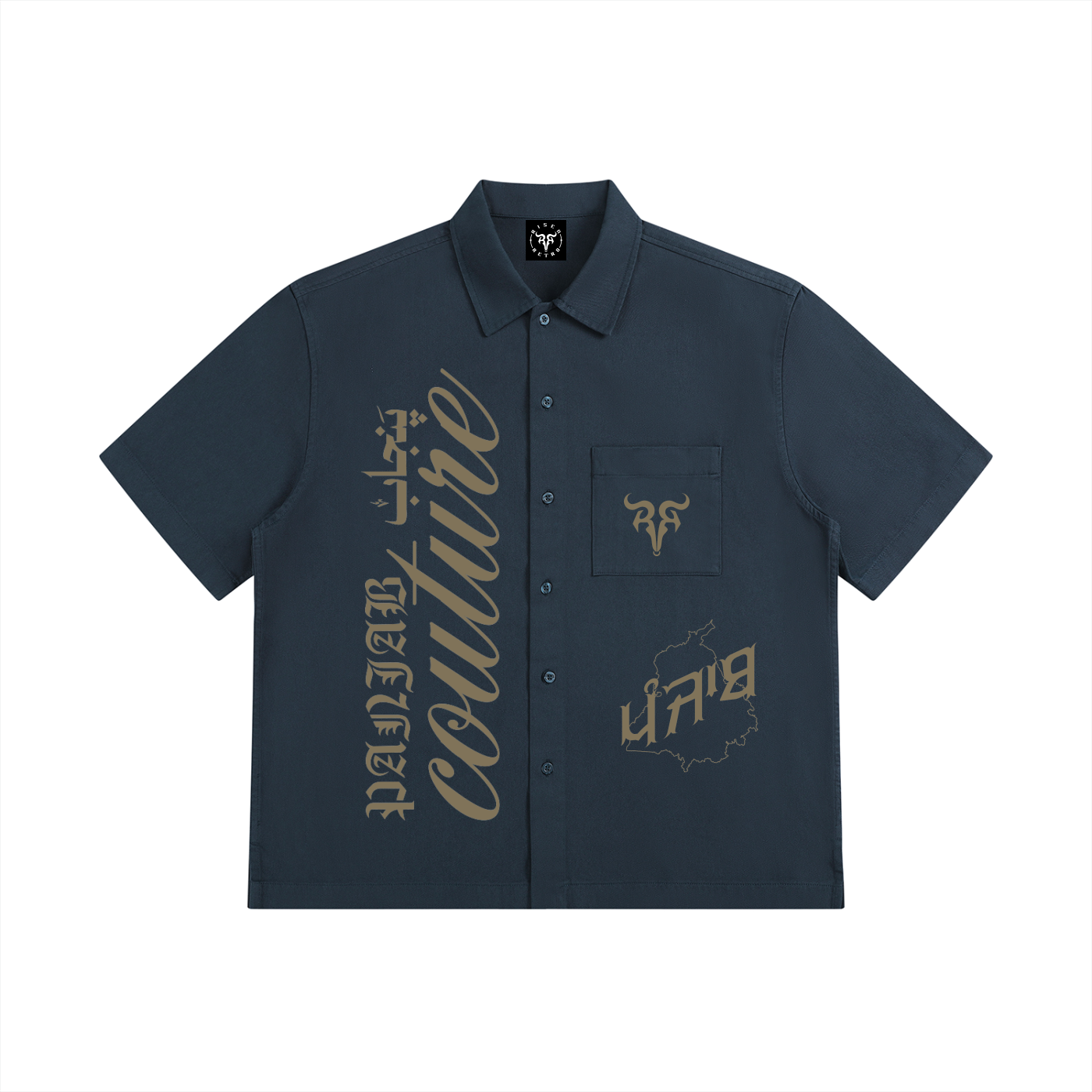 PANJAB COUTURE  X RisenRetro Unisex Boxy Patch Pocket Short Sleeve Shirt