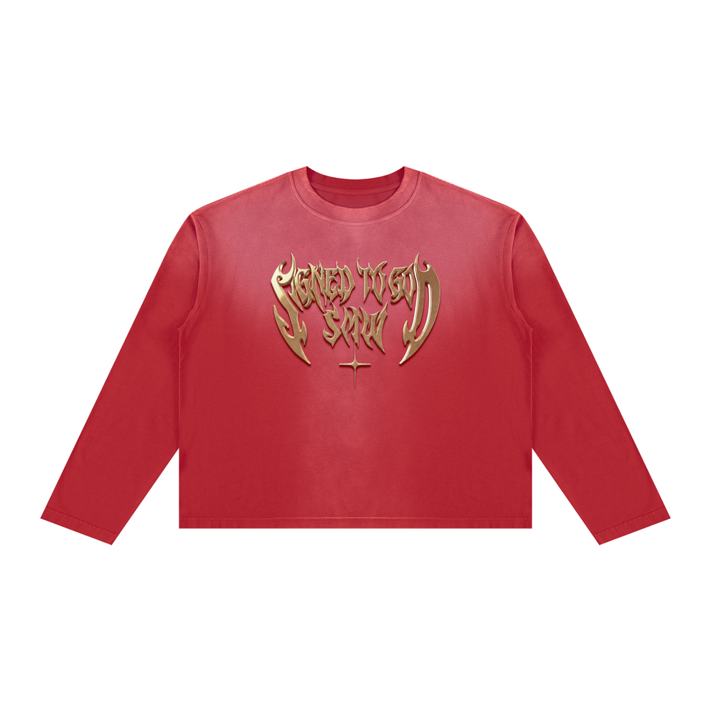 SIGNED TO GOD | SMW | RISENRETRO | Unisex Sunfade Boxy Long Sleeve T-Shirt