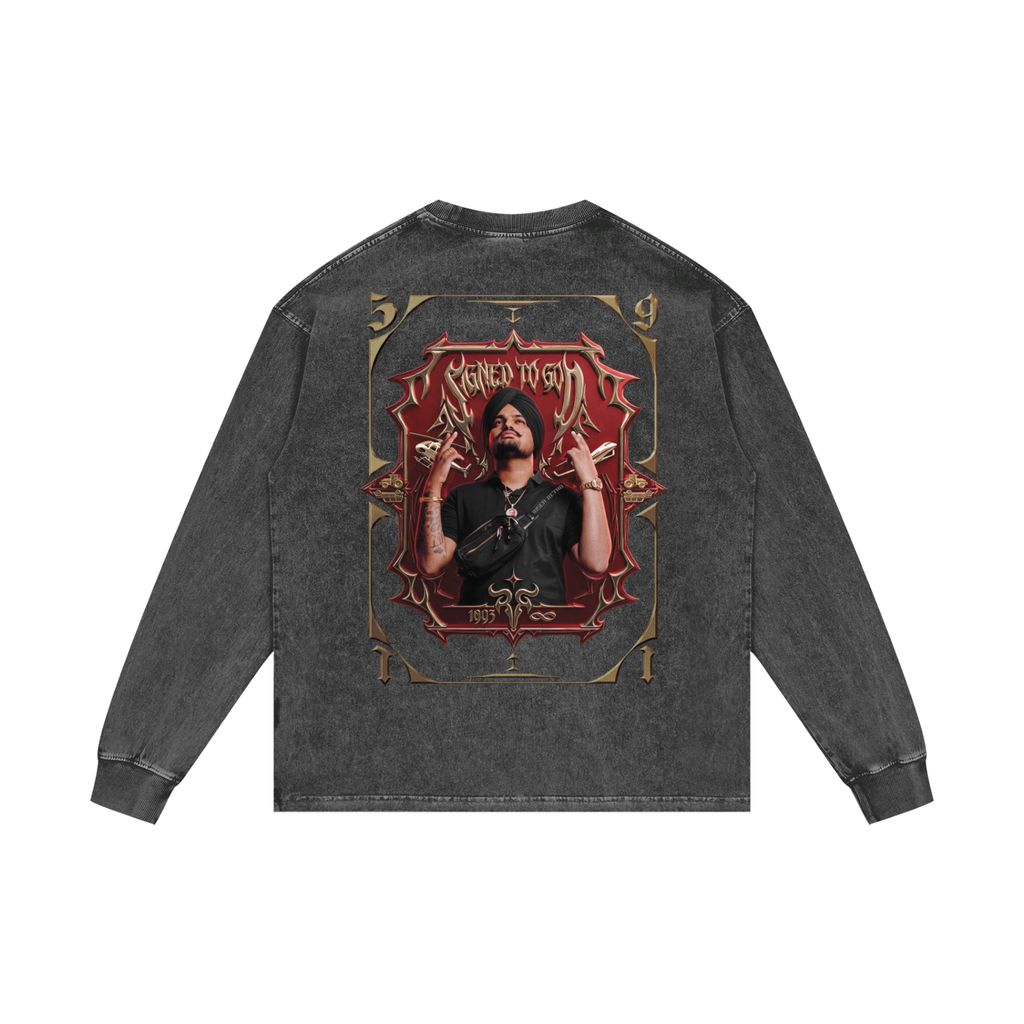 SMW | Signed To God | RisenRetro | Acid Wash Oversize Long Sleeve T-Shirt