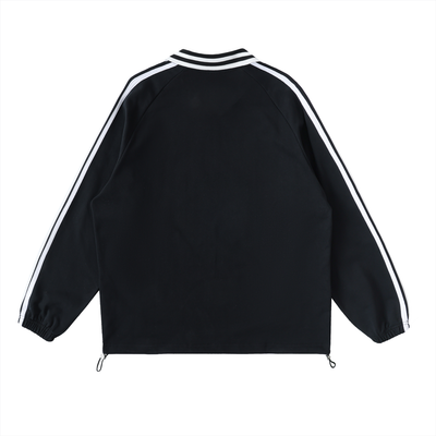 Risen Retro Monogram Contrast Striped Lapel Collar Sweatshirt