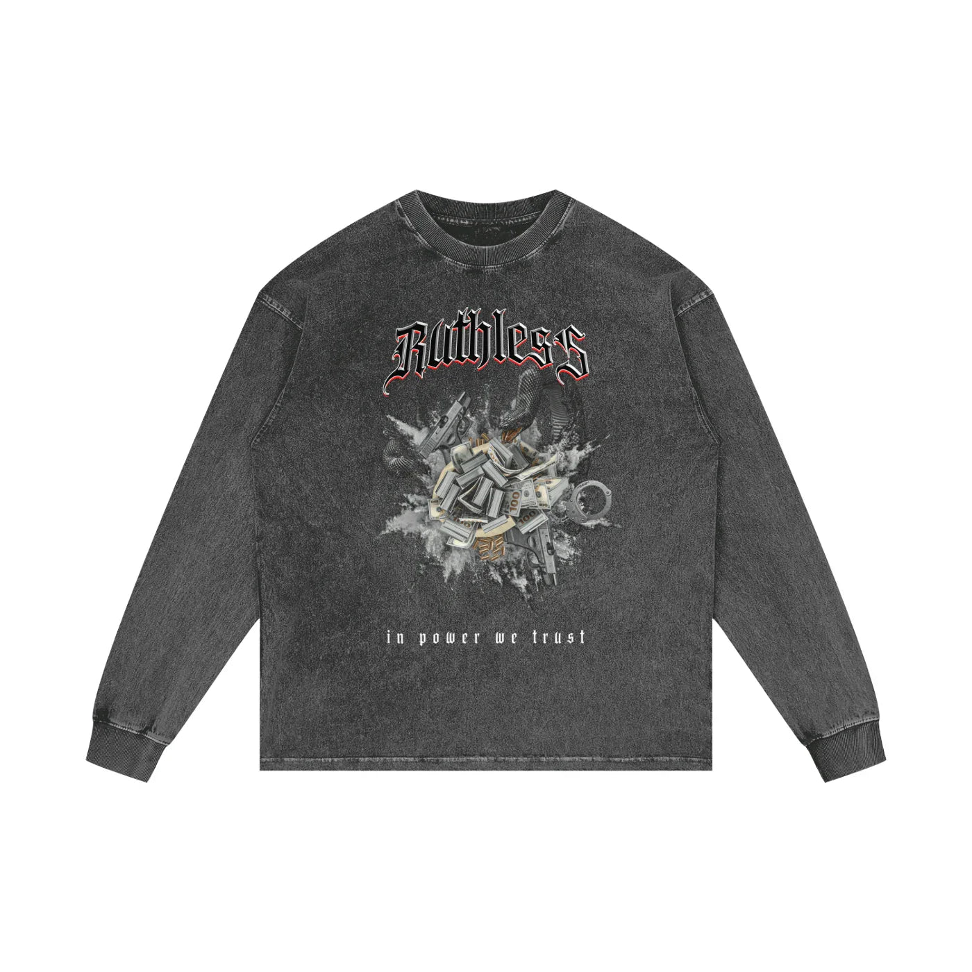 Ruthless X RisenRetro Acid Wash Oversize Long Sleeve T-Shirt