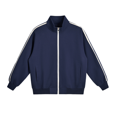 Motion Set X RisenRetro Contrast Side-Stripe Stand Collar  Jacket