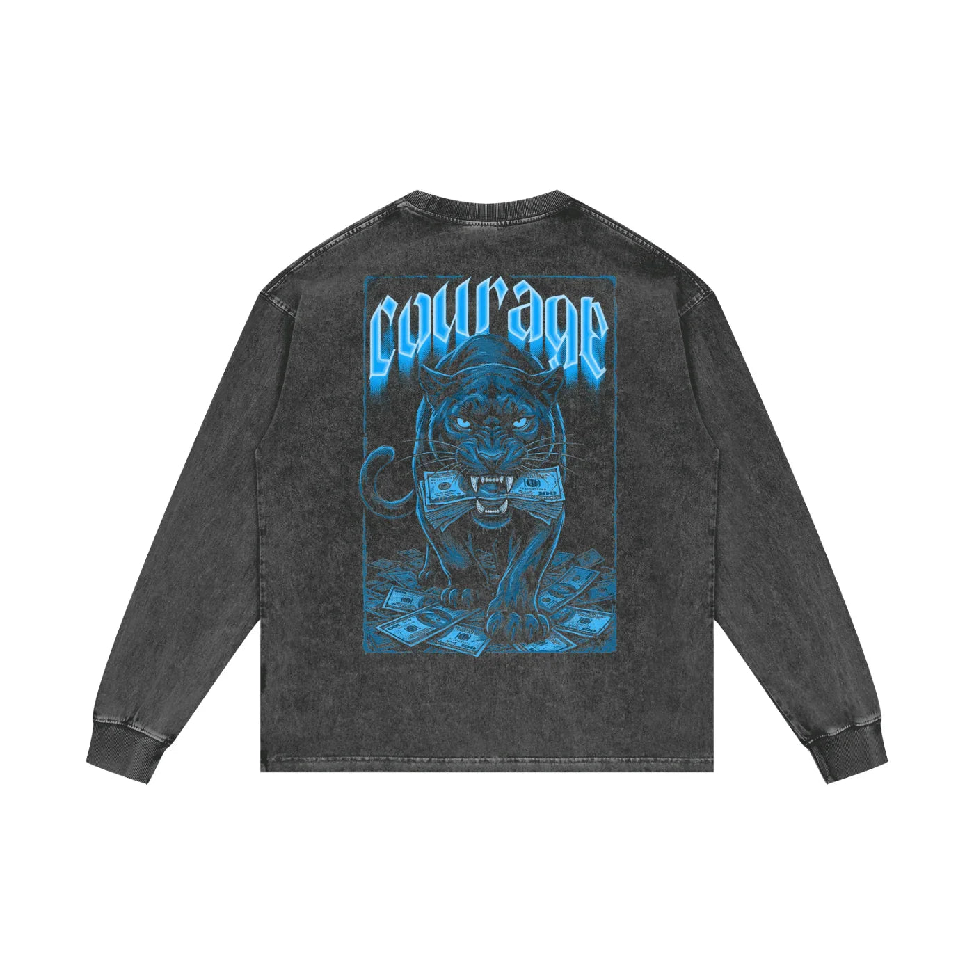 Courage Over Comfort X Risen Retro Acid Wash Oversize Long Sleeve T-Shirt