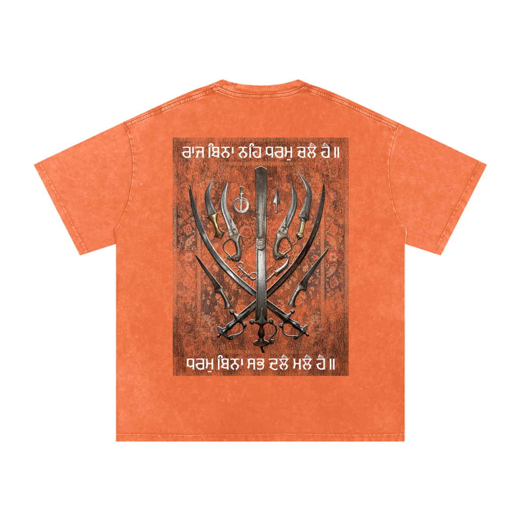SIKH ARMORY X Risen Retro Snow Washed Oversized Cotton T-Shirt