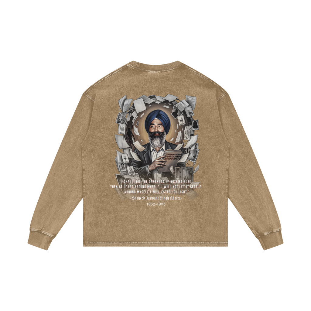 JASWANT SINGH KHALRA | RISENRETRO| Acid Wash Oversize Long Sleeve T-Shirt