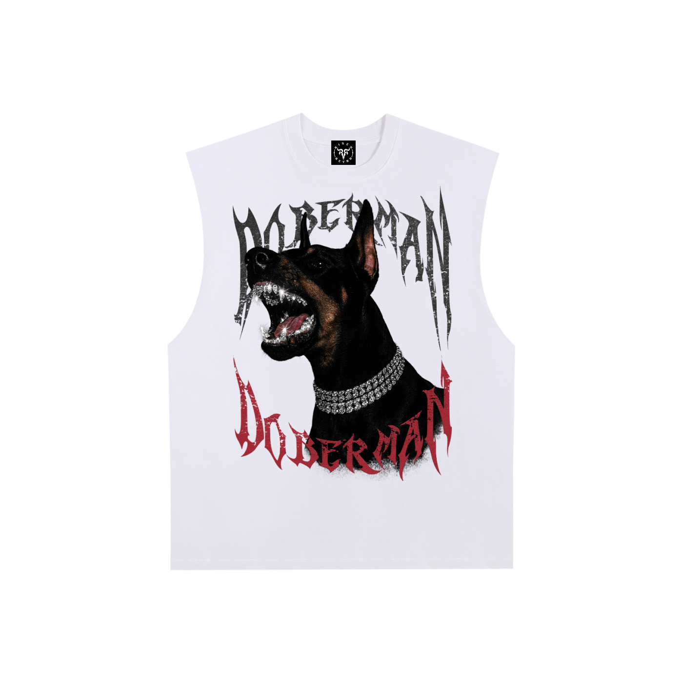 Doberman Rage X Risen Retro Raw Edge Cotton Tank Top