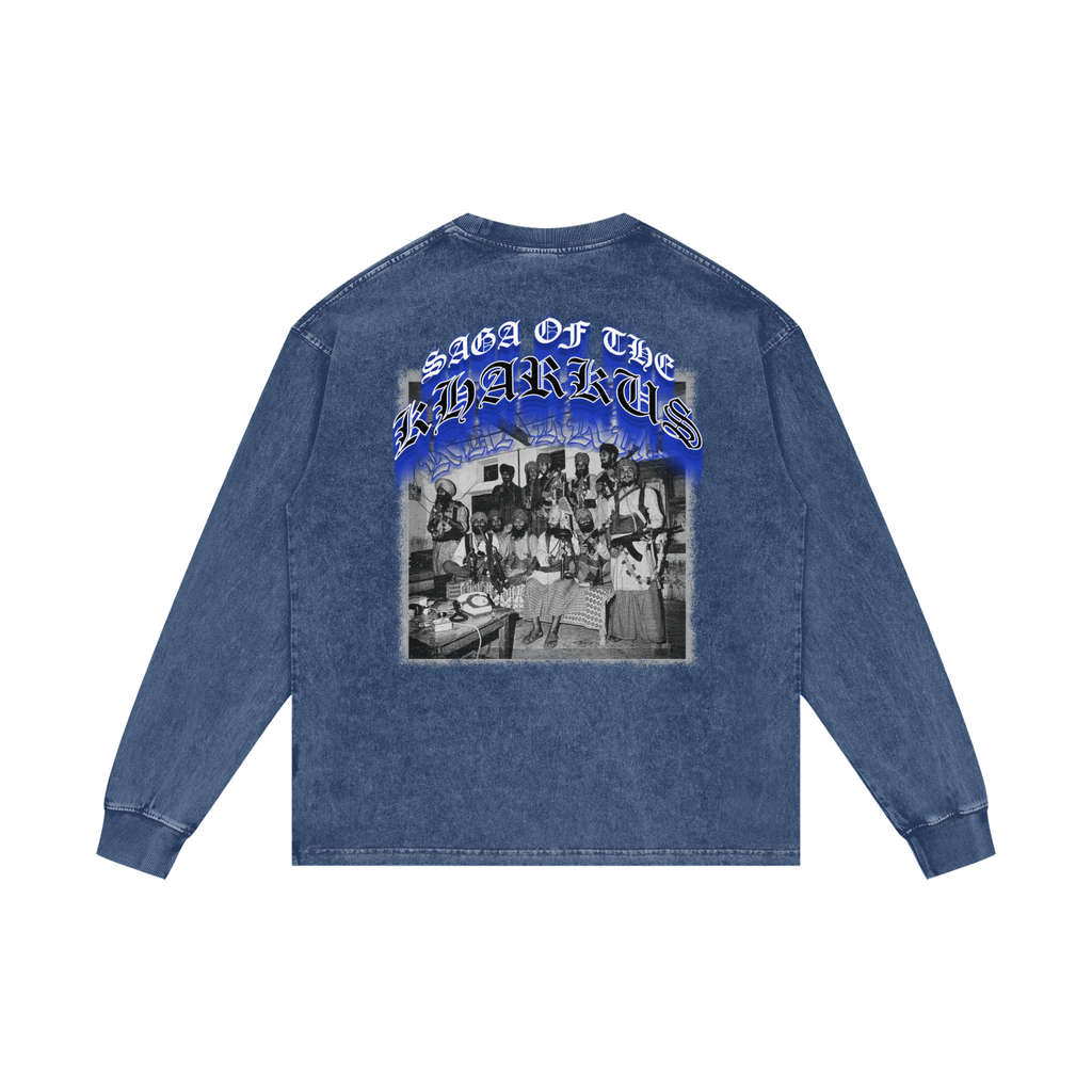 SAGA OF KHARKU'S | RISENRETRO | Acid Wash Oversize Long Sleeve T-Shirt