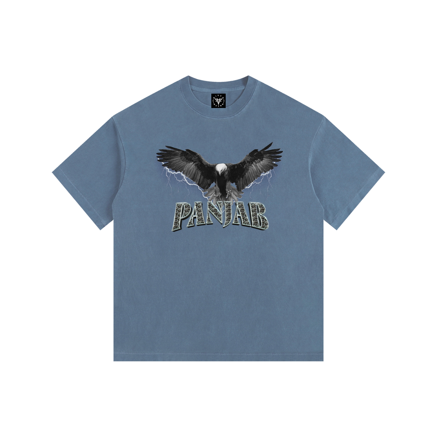 Panjab Thunder Eagle X Risen Retro Vintage Washed Oversized Cotton T-Shirt