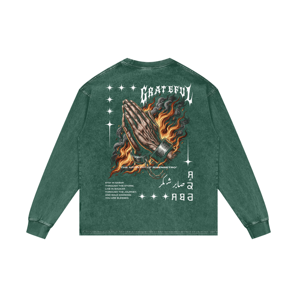 GRATEFUL | RISENRETRO | Acid Wash Oversize Long Sleeve T-Shirt