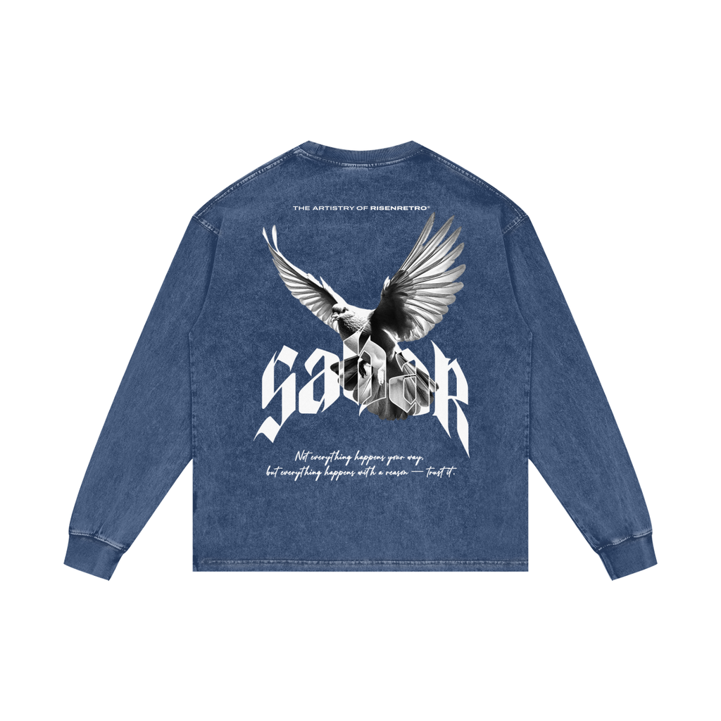 SABAR | RISENRETRO | Acid Wash Oversize Long Sleeve T-Shirt