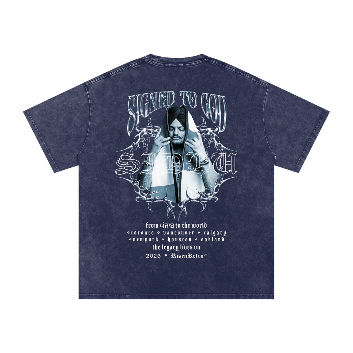 SIGNED TO GOD | SIDHU MOOSE WALA | Snow Washed Oversized Cotton T-Shirt | RISENRETRO