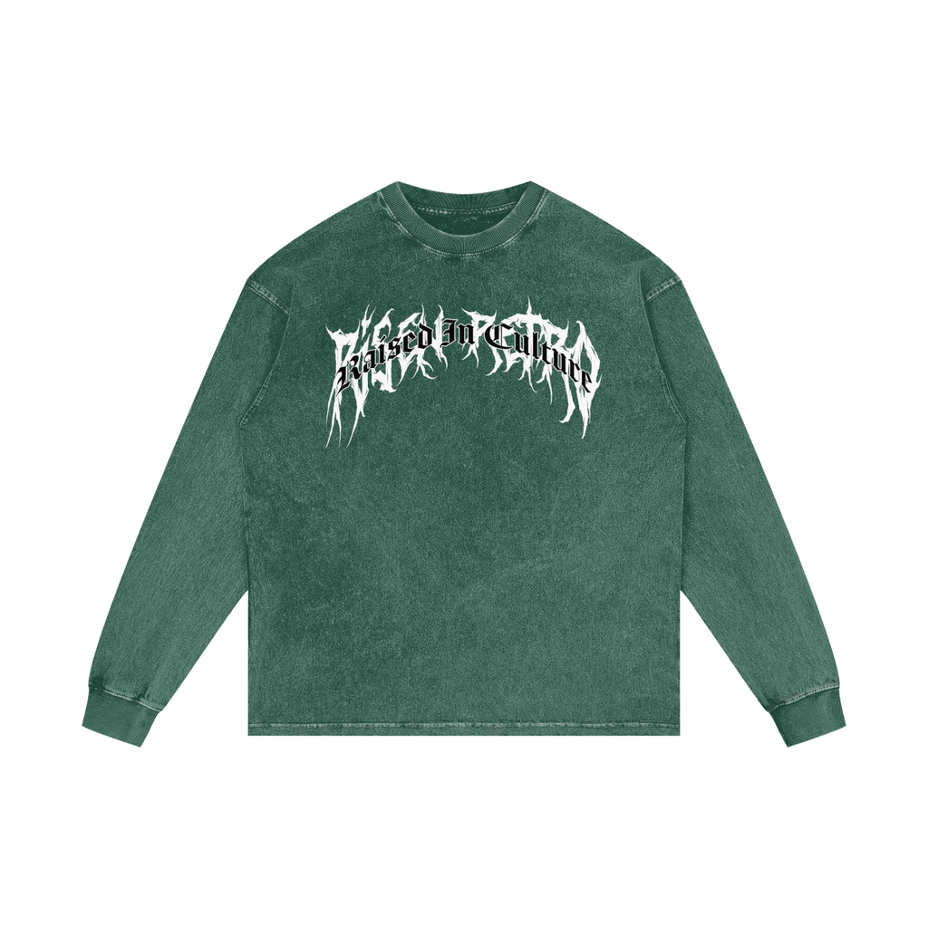 RAISED IN CULTURE | RISENRETRO | Acid Wash Oversize Long Sleeve T-Shirt