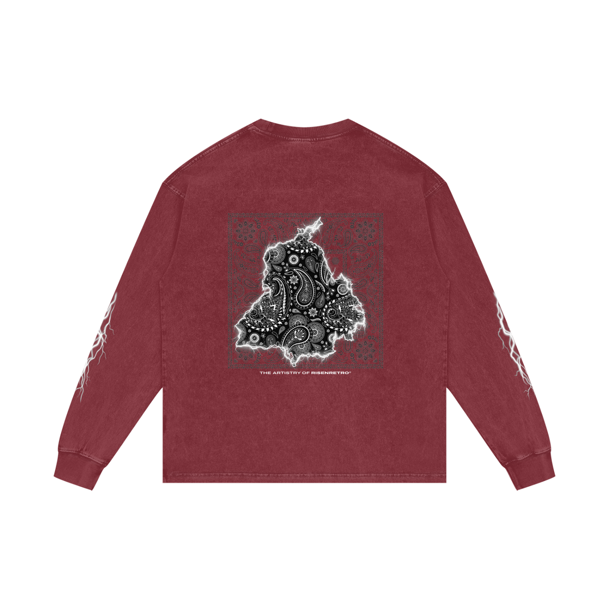 Panjab Bandana Flash  | RISENRETRO |  Acid Wash Oversize Long Sleeve T-Shirt