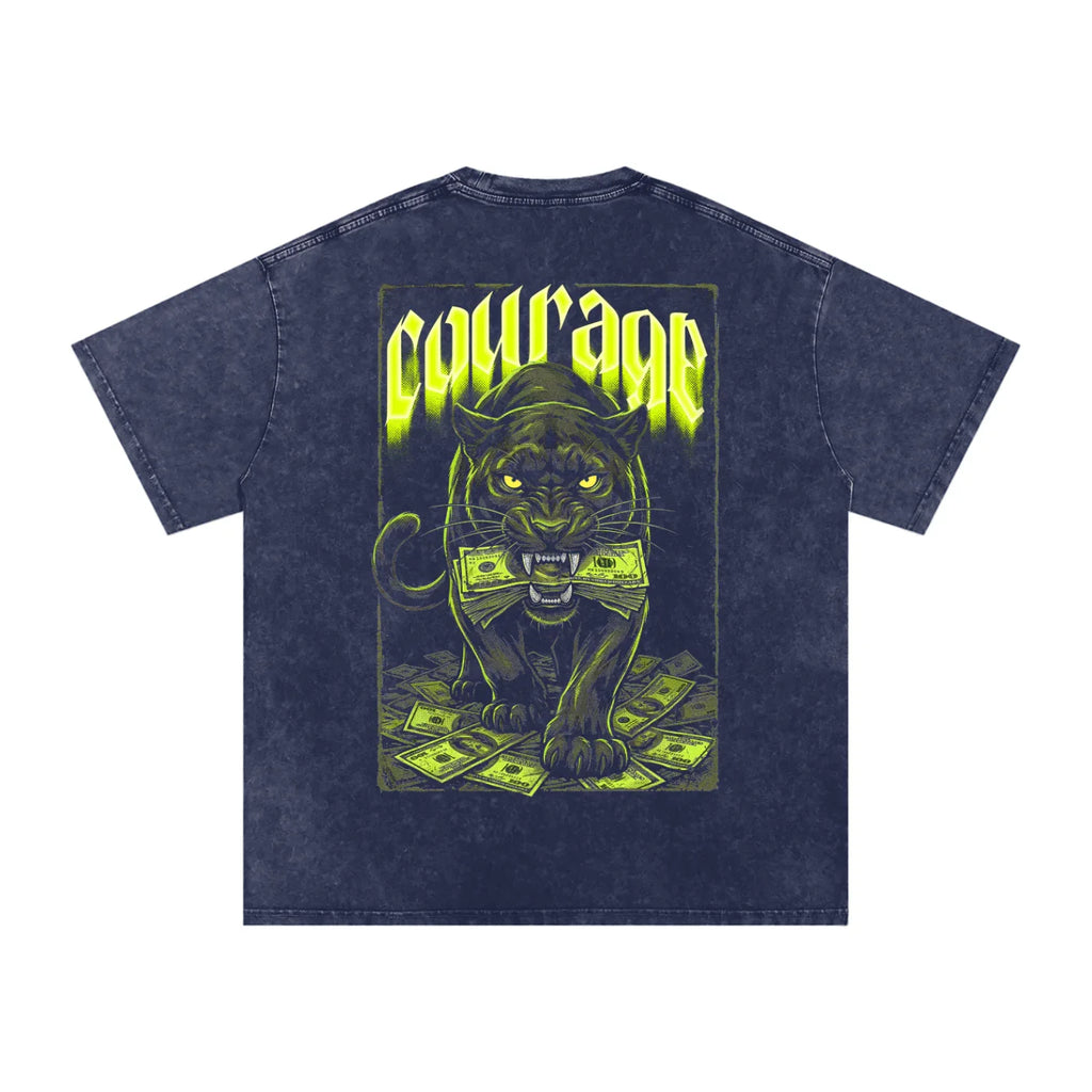 Courage Over Comfort Neon X Risen Retro Snow Washed Oversized Cotton T-Shirt