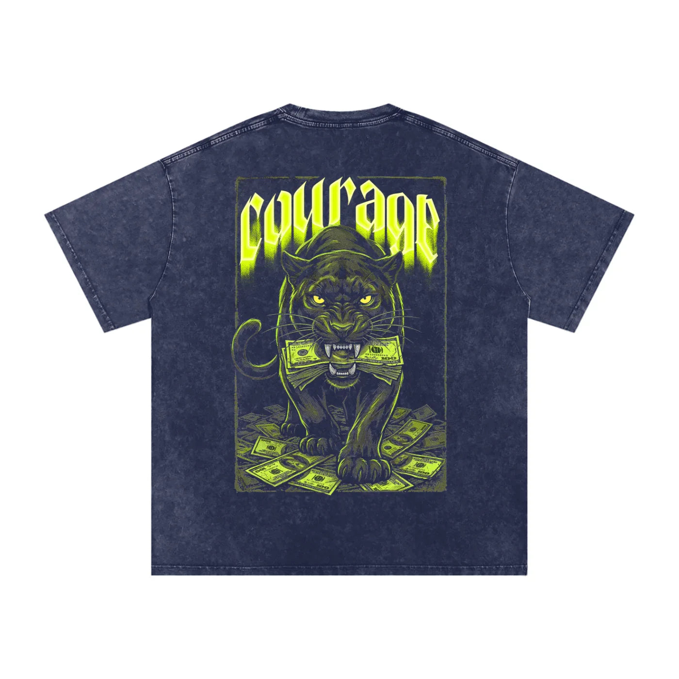 Courage Over Comfort Neon X Risen Retro Snow Washed Oversized Cotton T-Shirt