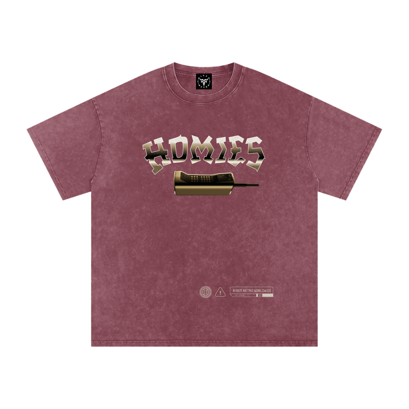 HOMIES 911 x RISEN RETRO Snow Washed Oversized Cotton T-Shirt