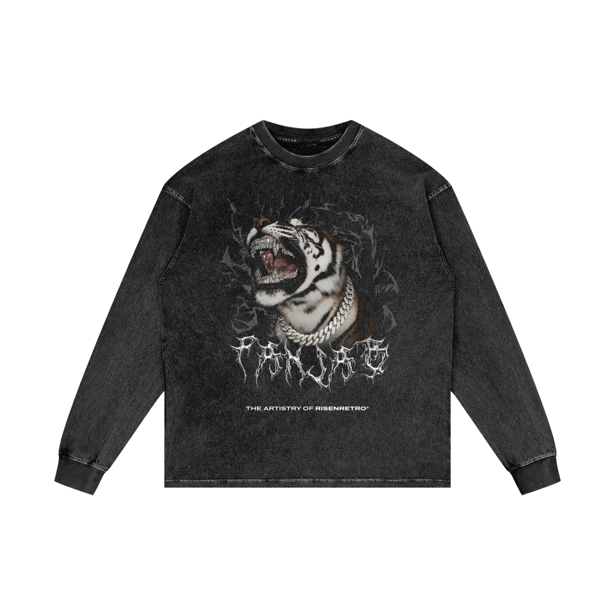 TIGER ROAR PANJAB Y2K | RISENRETRO | Acid Wash Oversize Long Sleeve T-Shirt
