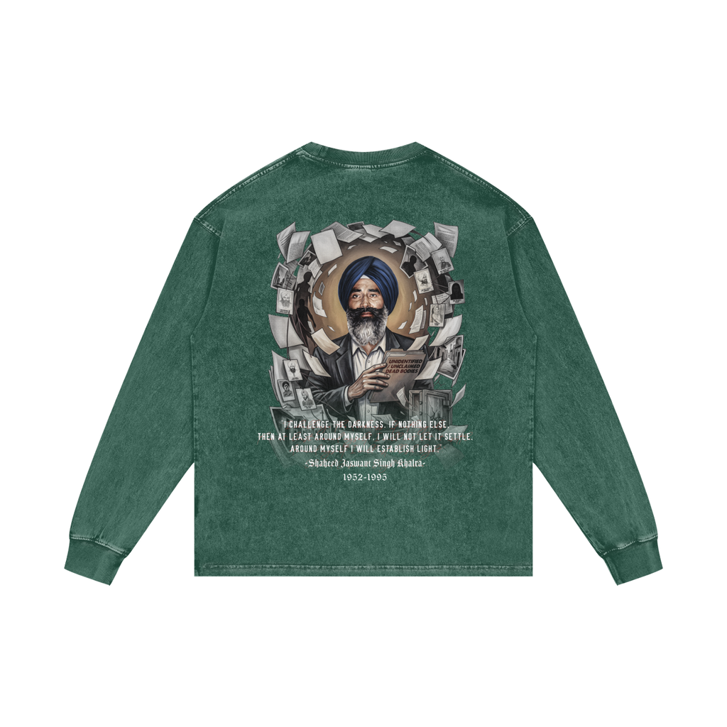 JASWANT SINGH KHALRA | RISENRETRO| Acid Wash Oversize Long Sleeve T-Shirt