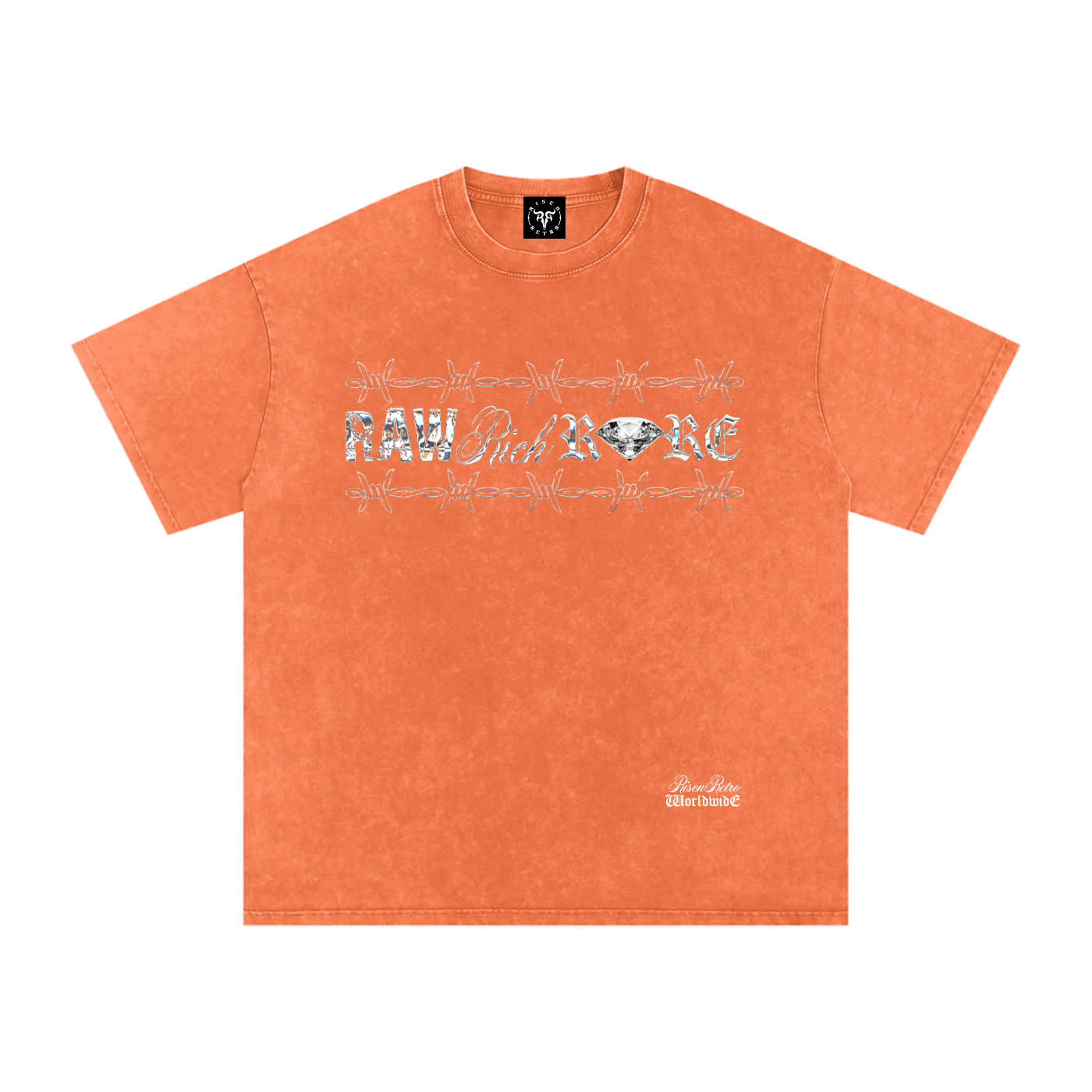 RAW RICH RARE X RisenRetro Snow Washed Oversized Cotton T-Shirt