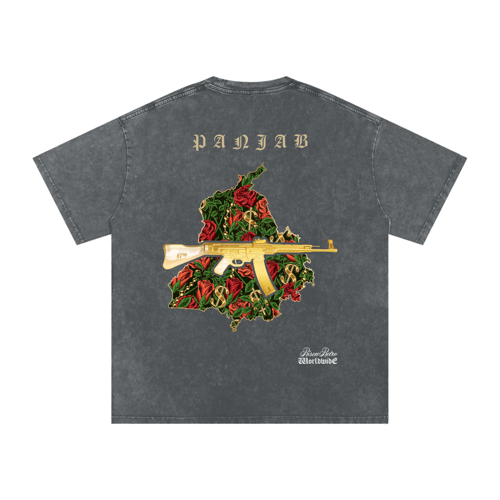 Vintage Panjab v4 X RisenRetro Snow Washed Oversized Cotton T-Shirt
