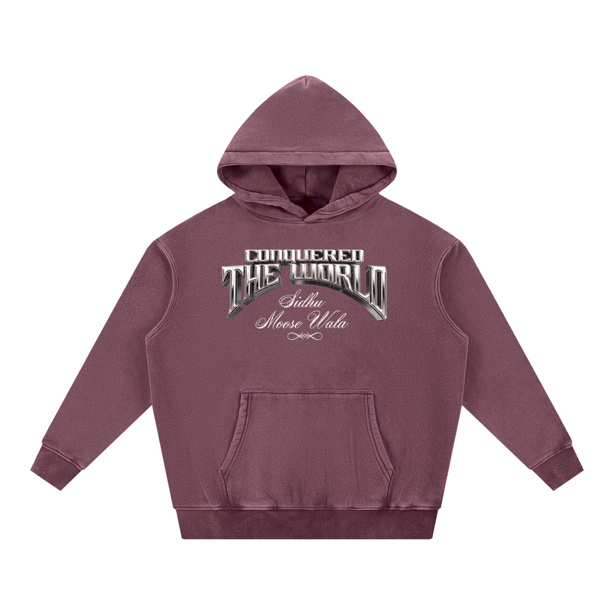 CONQUERED THE WORLD |  Snow Wash Fleece Oversize Hoodie | Sidhu Moose Wala