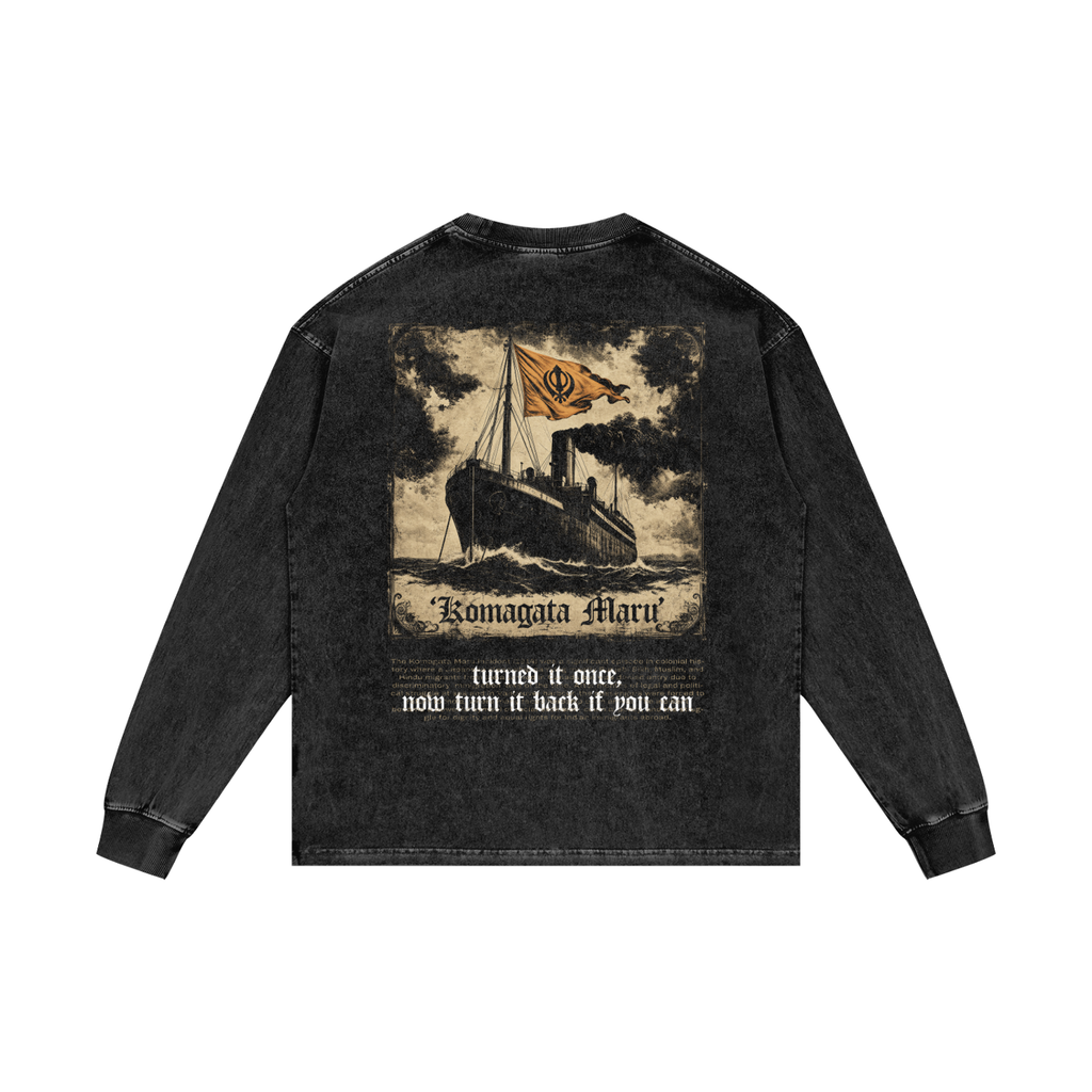 KOMAGATA MARU | RISENRETRO | Acid Wash Oversize Long Sleeve T-Shirt