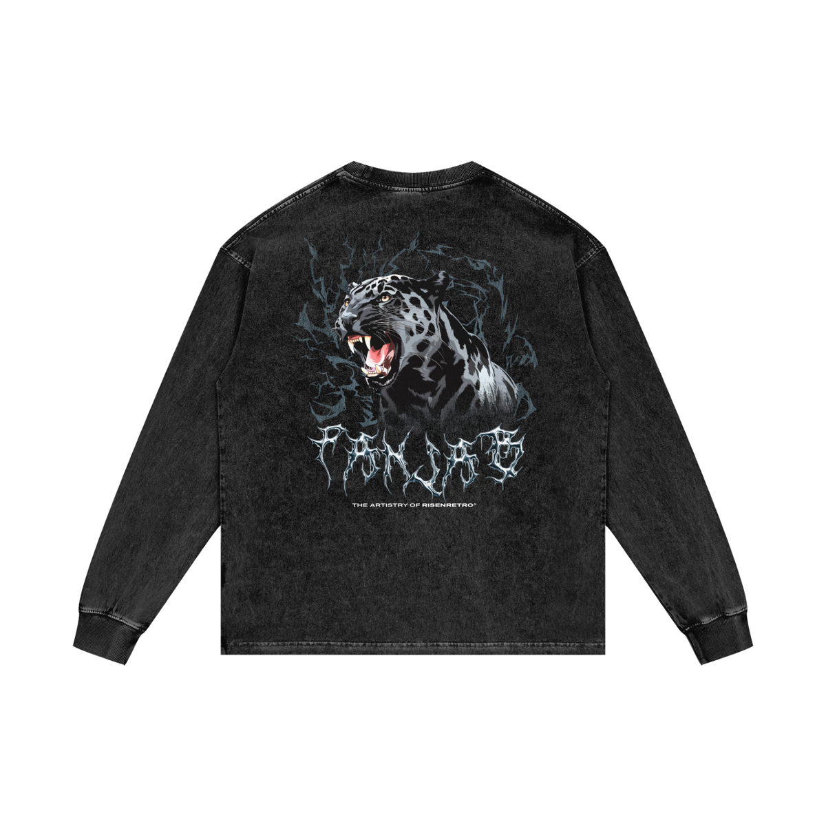 PANJAB Panther Y2K | RisenRetro | Acid Wash Oversize Long Sleeve T-Shirt