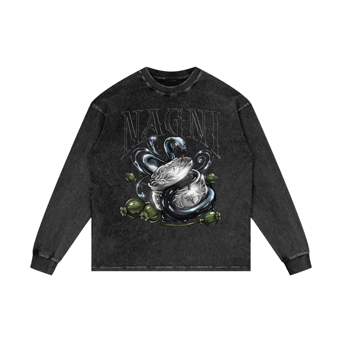 NAGNI | RISENRETRO | Acid Wash Oversize Long Sleeve T-Shirt