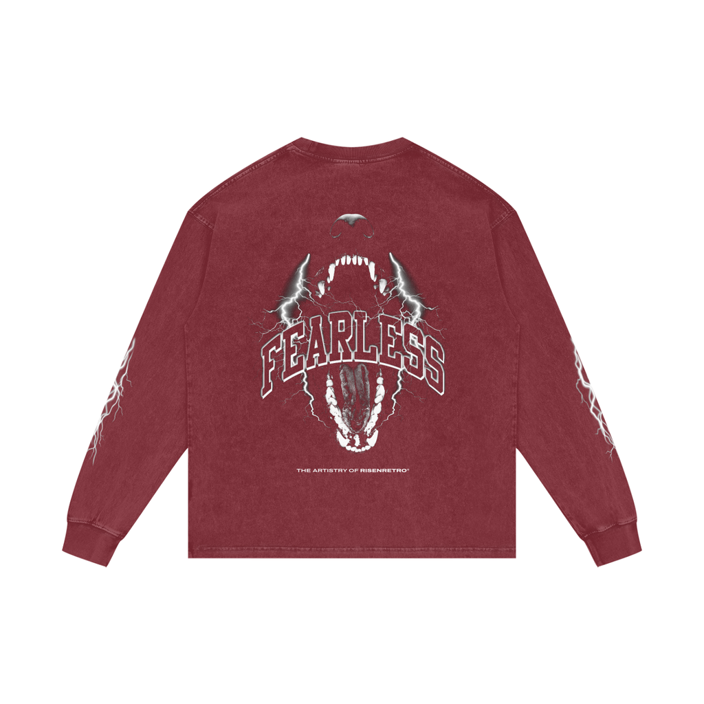 FEARLESS | RISENRETRO | Acid Wash Oversize Long Sleeve T-Shirt