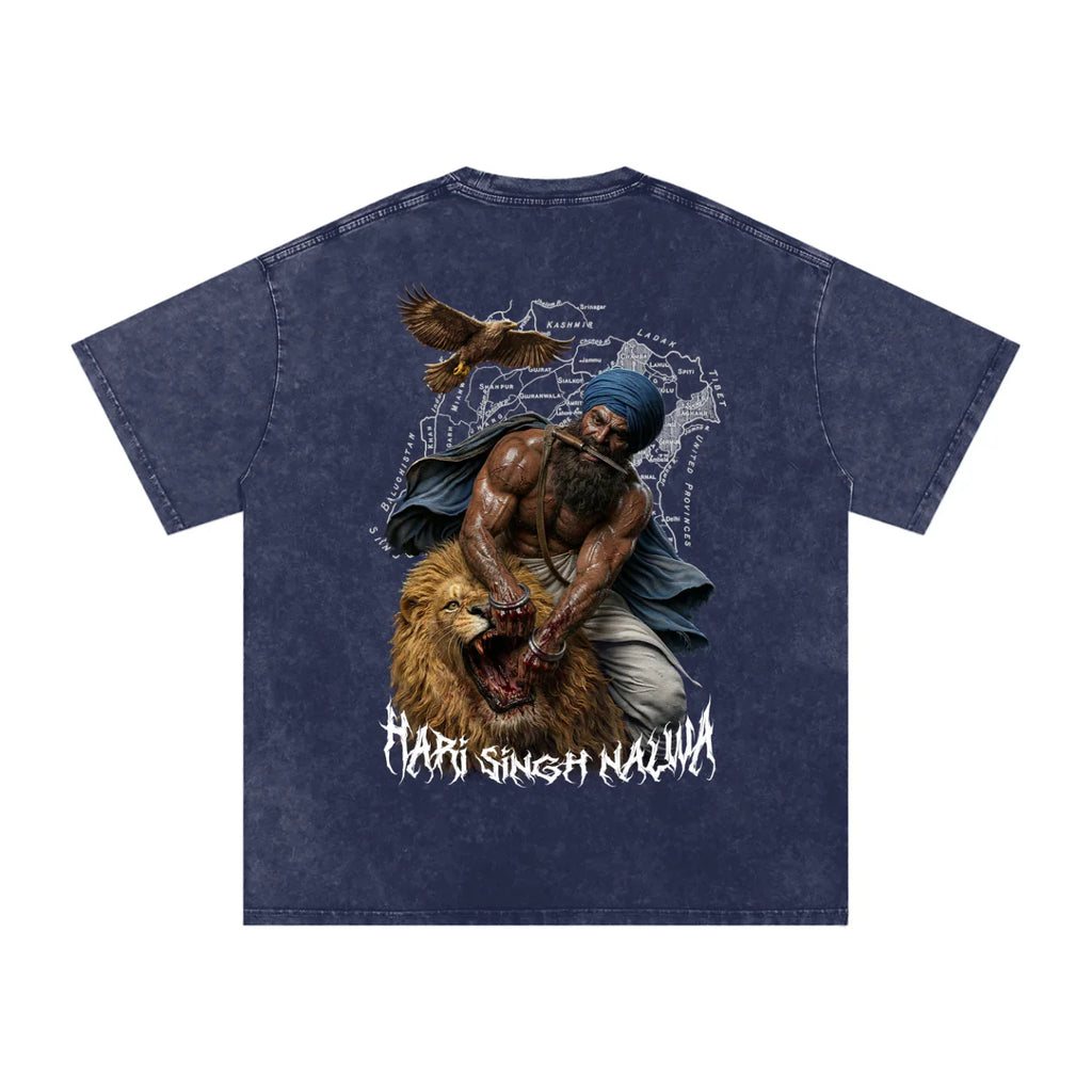 Sher-e-Punjab: Nalwa Edition Snow Washed Oversized Cotton T-Shirt