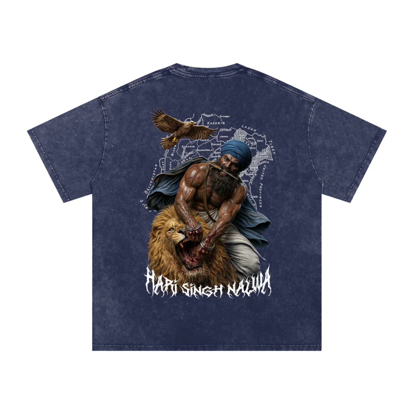 Sher-e-Punjab: Nalwa Edition Snow Washed Oversized Cotton T-Shirt