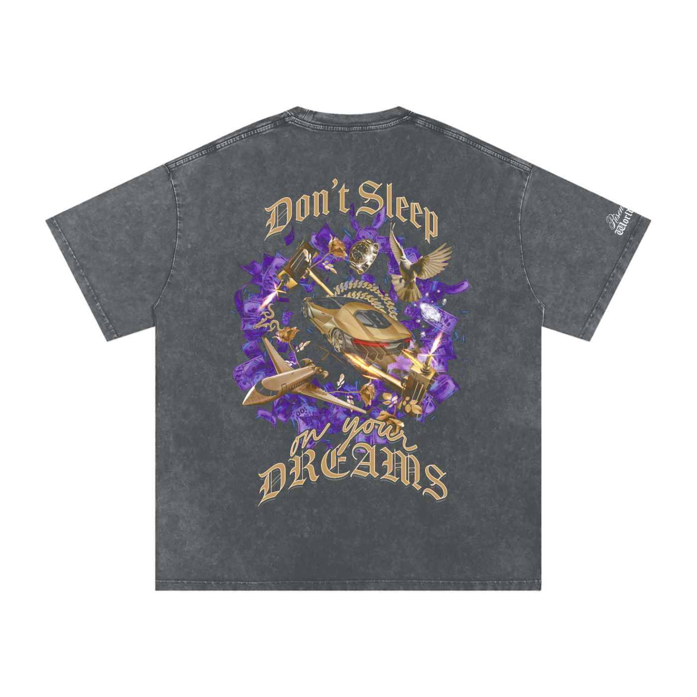 Don't Sleep on Your Dreams X RisenRetro Snow Washed Oversized Cotton T-Shirt