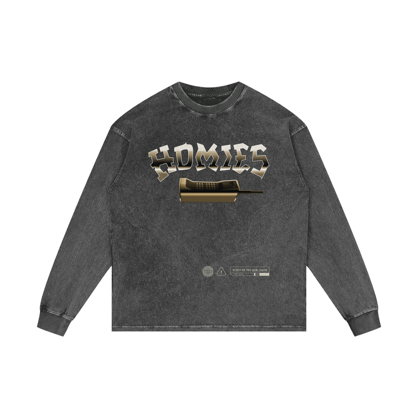 HOMIES 911 X RisenRetro Acid Wash Oversize Long Sleeve T-Shirt