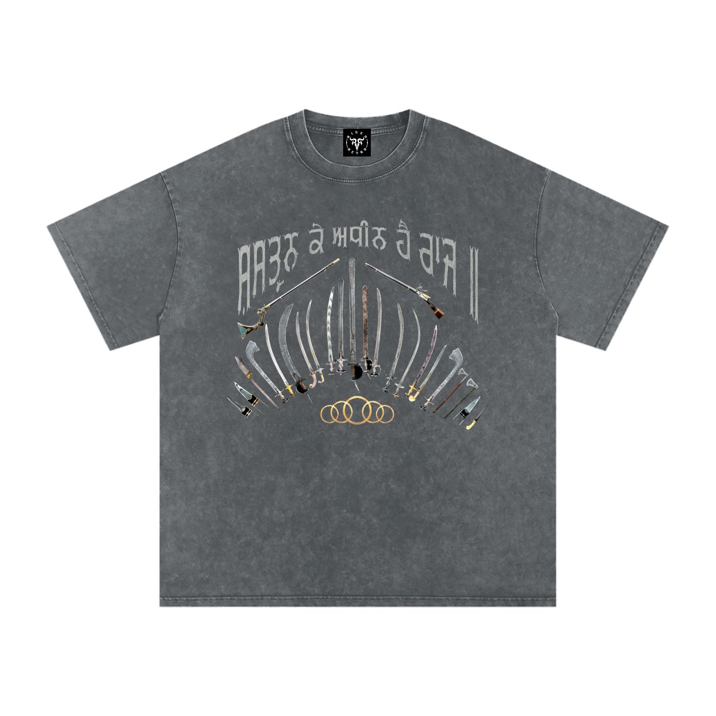 SIKH ARMORY X Risen Retro Snow Washed Oversized Cotton T-Shirt