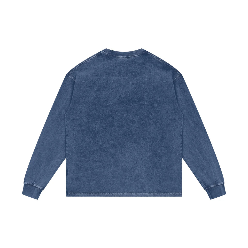 Doberman Rage X Risen Retro Acid Wash Oversize Long Sleeve T-Shirt