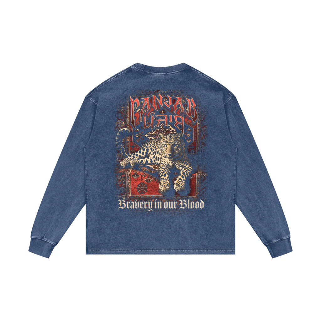 Panjab Bloodline X RisenRetro Acid Wash Oversize Long Sleeve T-Shirt