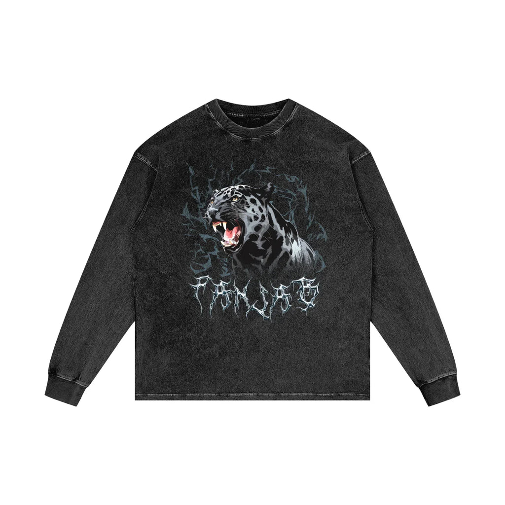 Panjab Panther Y2K X RisenRetro Acid Wash Oversize Long Sleeve T-Shirt