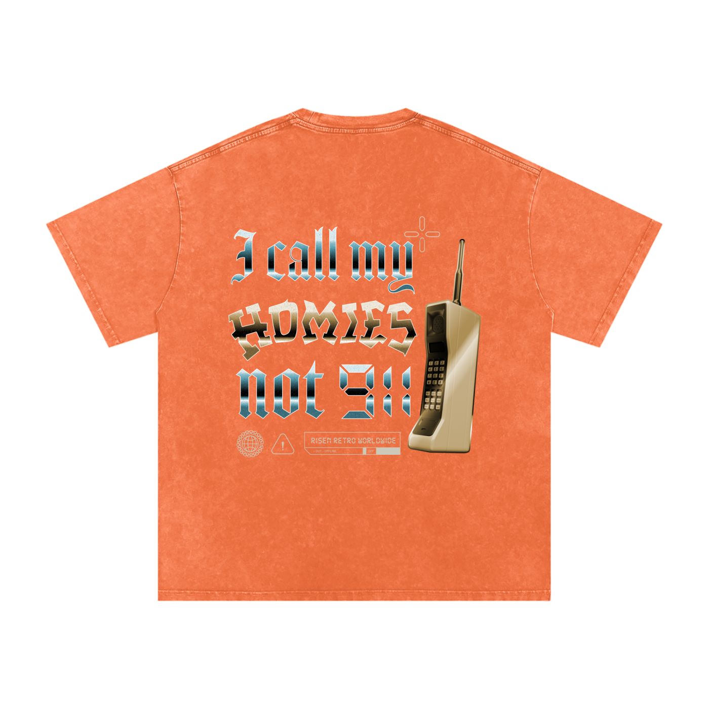 HOMIES 911 x RISEN RETRO Snow Washed Oversized Cotton T-Shirt