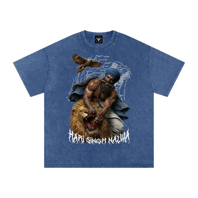 Sher-e-Punjab: Nalwa Edition X Risen Retro Snow Washed Oversized Cotton T-Shirt