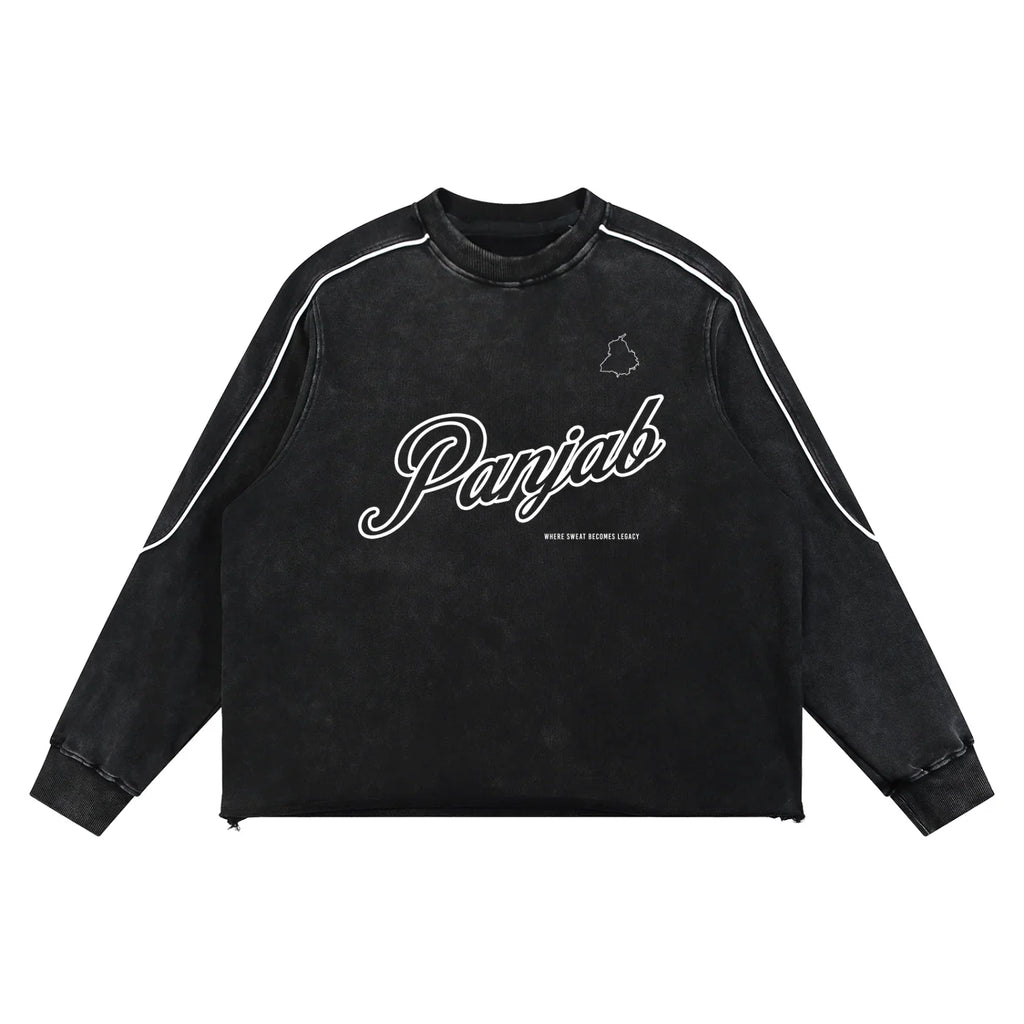Sweat-shirt Panjab à délavage minéral et ourlet brut
