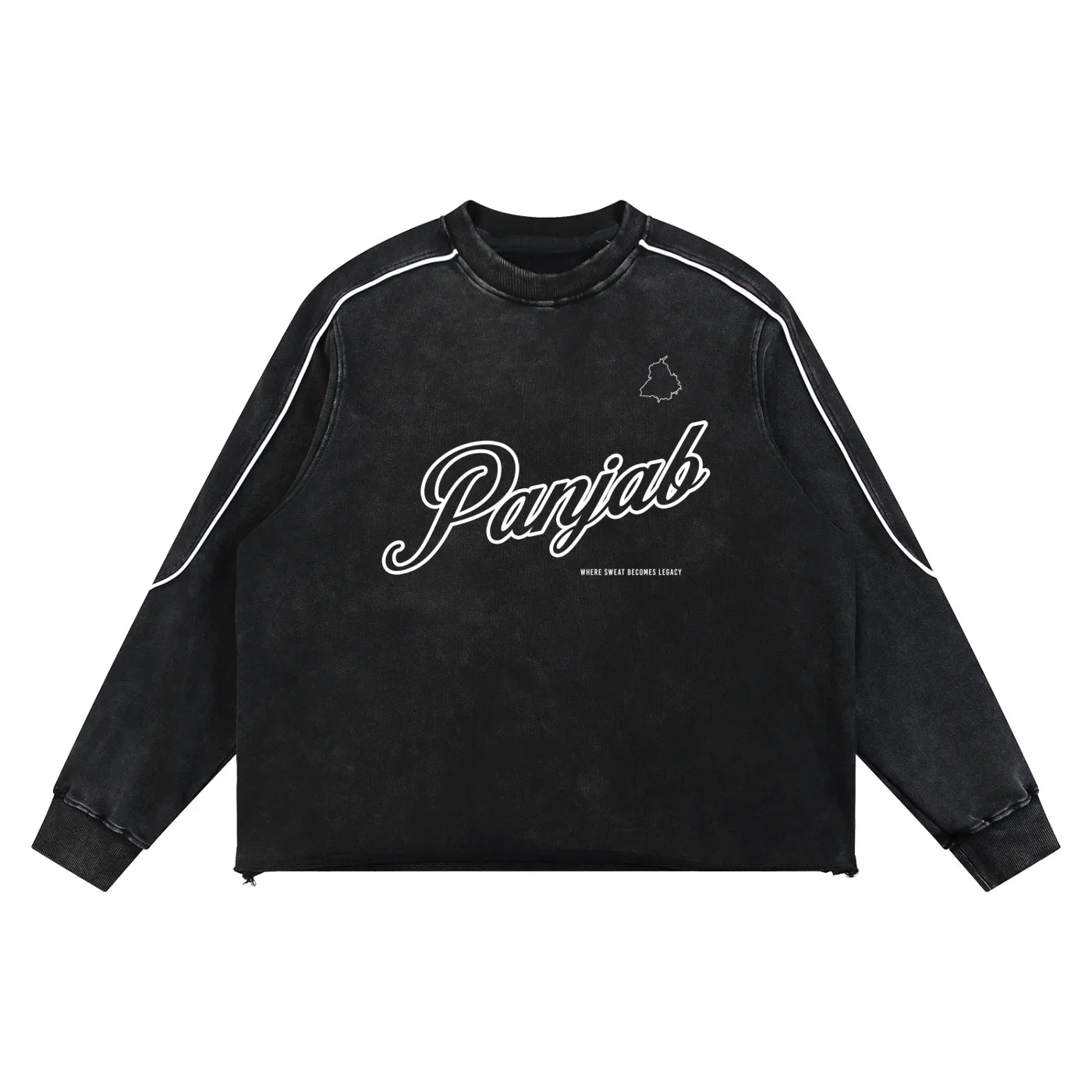 Sweat-shirt Panjab à délavage minéral et ourlet brut